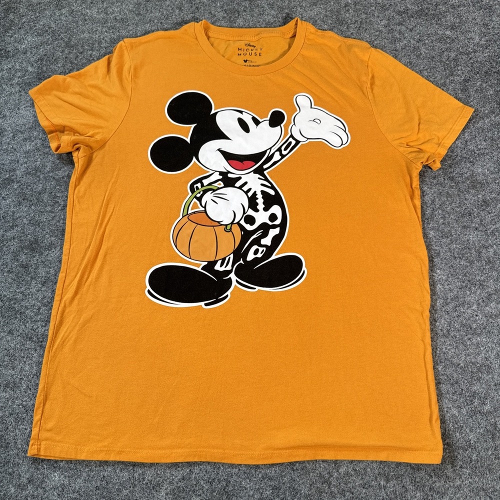 Disney Mickey Mouse Halloween Skeleton T-Shirt Large Pumpkin